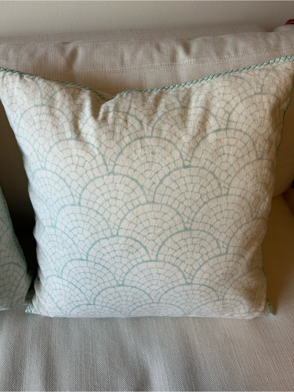 JOHN ROBSHAW TEXTILES Embroidered Pillow with Down Insert 20” x 20”